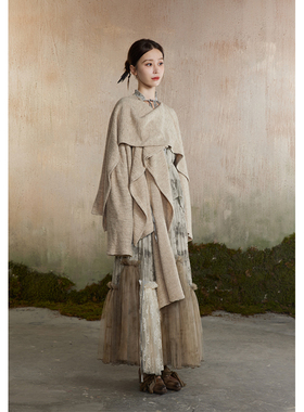 ONMOON 机智张同款 秋冬宽松针织开衫毛衣 慵懒软糯感披肩上衣