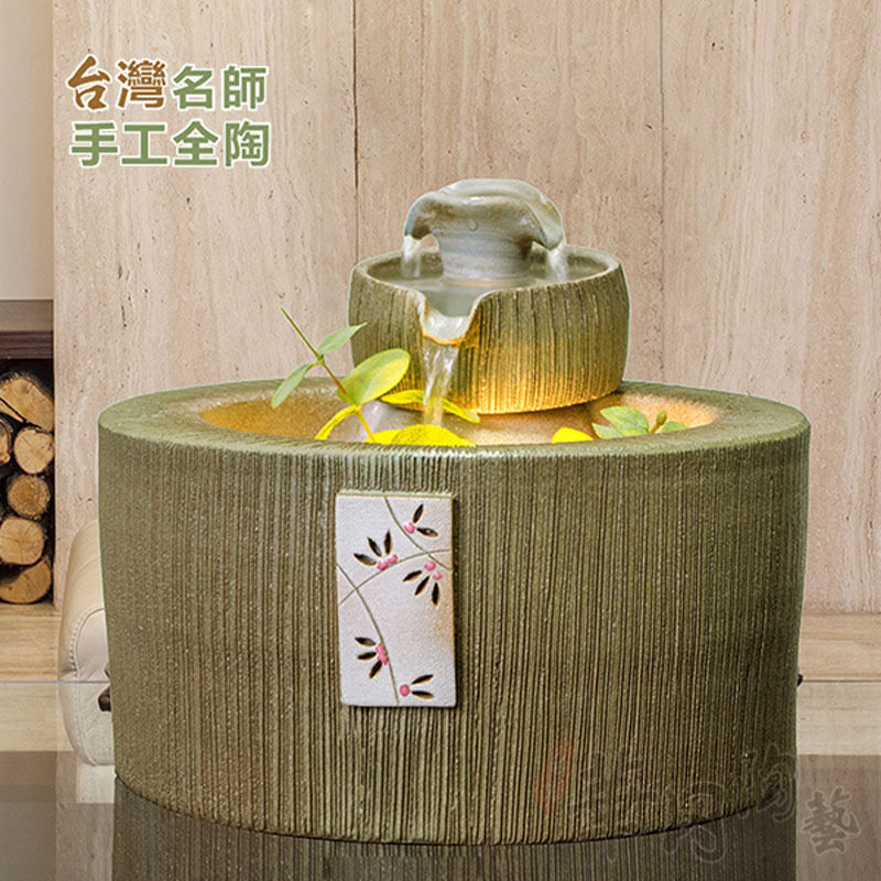 【台湾华冈】流水生财摆件家居客厅开业礼品曾柏寿纯手工招财摆件