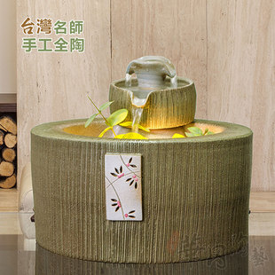 流水生财摆件家居客厅开业礼品曾柏寿纯手工招财摆件 台湾华冈