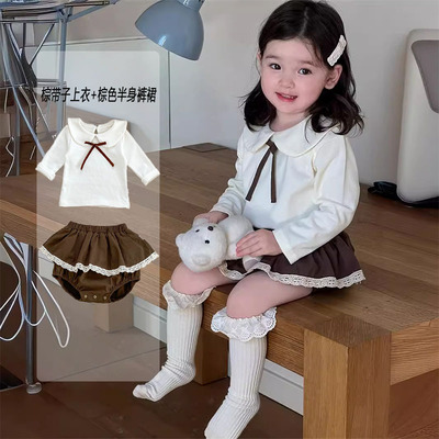 婴儿早秋套装时髦外出服又飒又酷女童装网红宝宝超可爱两件套春装 — 1