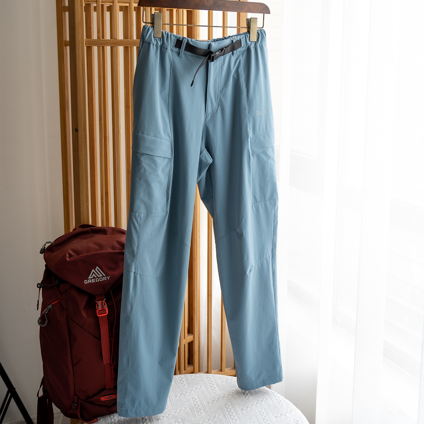 Des FR日本面料休闲裤零束缚四面弹力薄款透气徒步运动工装裤女裤