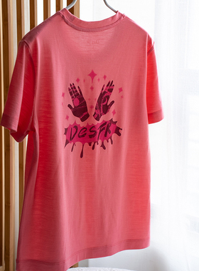 Des FR透气排汗王炸COOLMAX美利奴羊毛混纺运动速干短袖印花T恤女