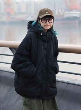 期望Studio冬季加厚保暖重磅白鸭绒连帽羽绒服男复古简约棉袄外套