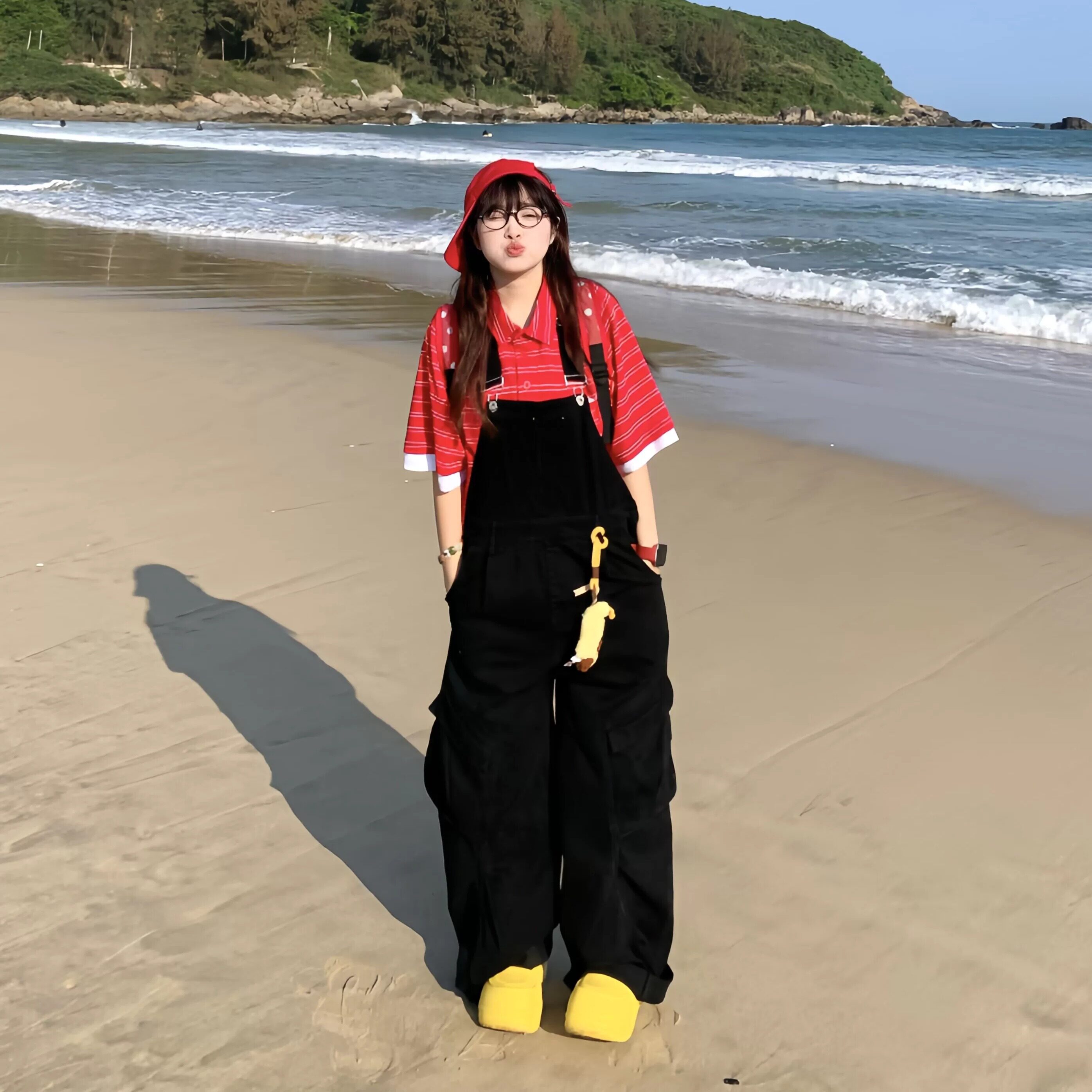 期望Studio美式复古多口袋工装背带裤男女水洗直筒拖地阔腿休闲裤