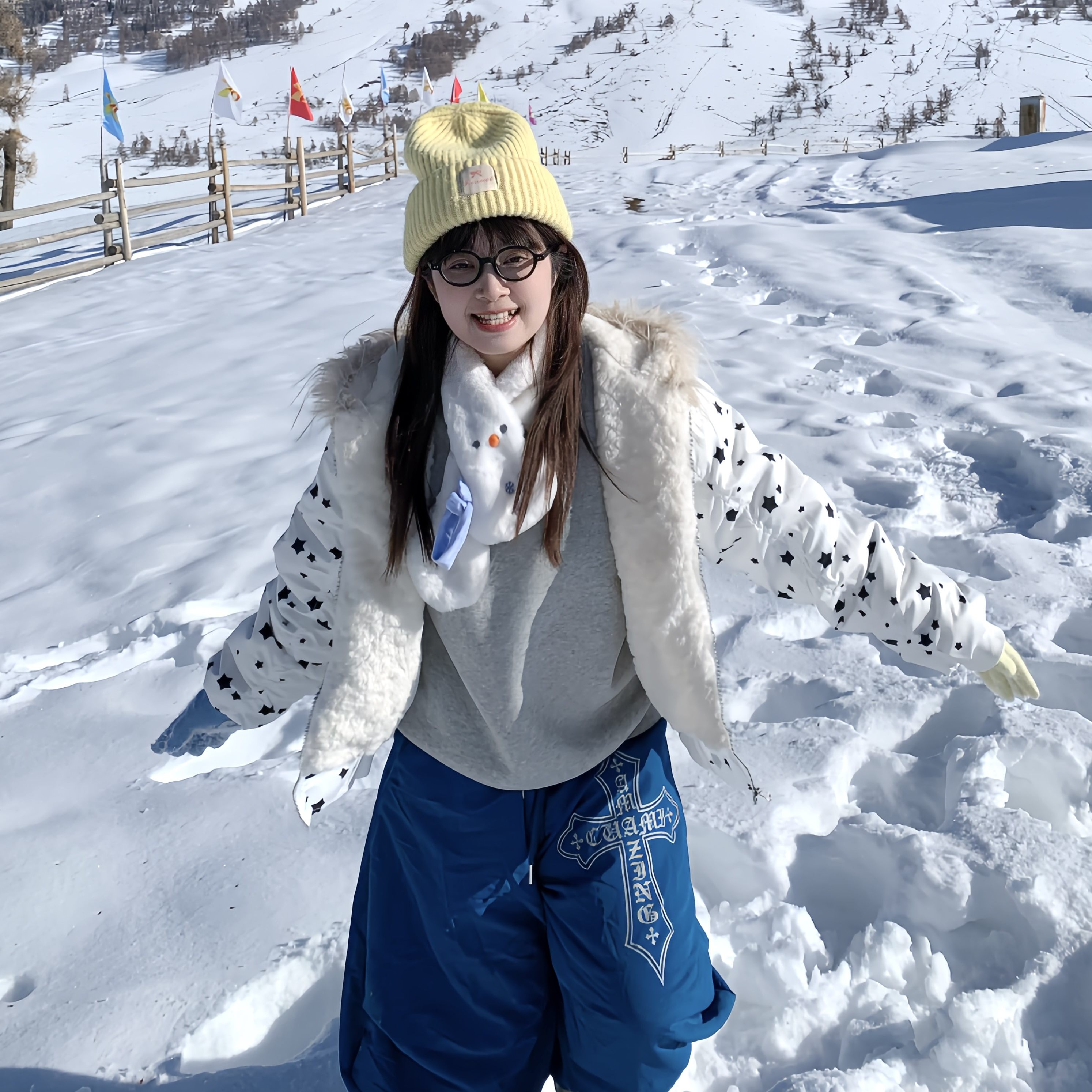 星星毛领连帽毛领棉服外套