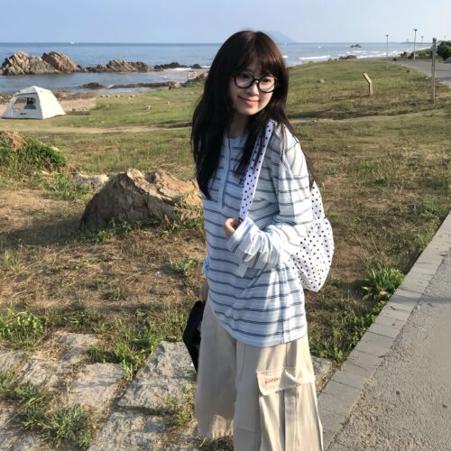 韩系宽松条纹防晒罩衫长袖