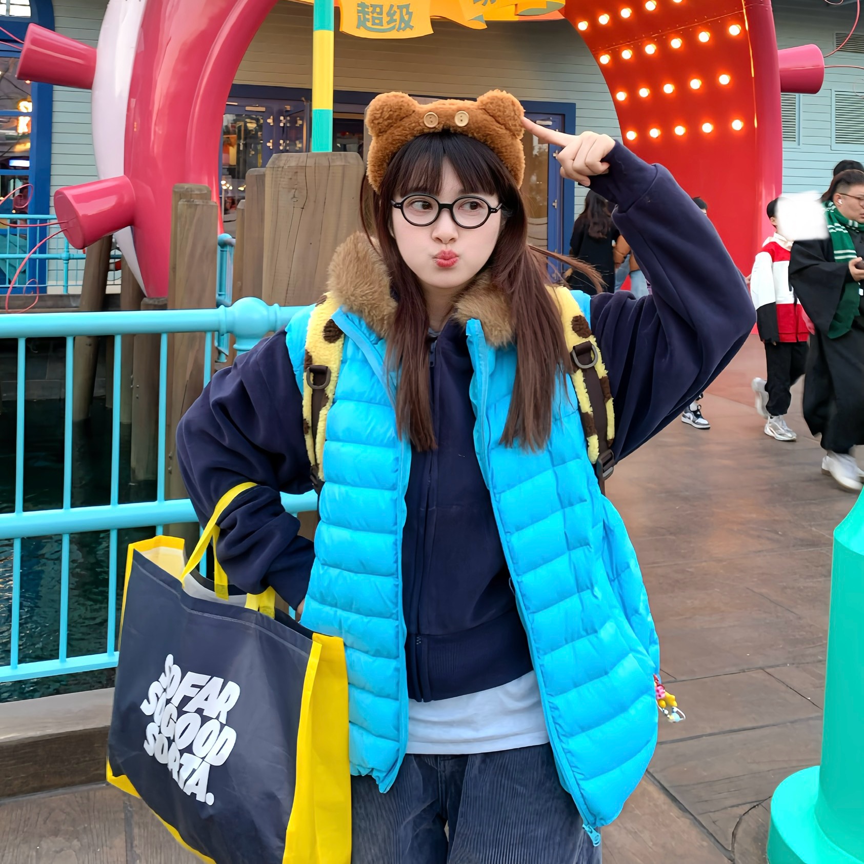 排骨纹立领羽绒马甲男女宽松外套