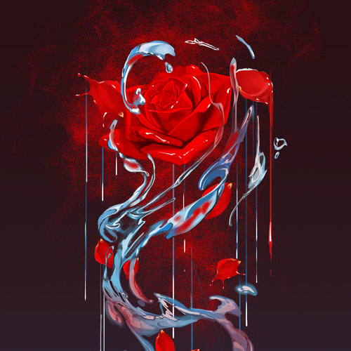 【7】明城世雪-血色玫瑰-可商用PSD插画背景封面PV海报素材