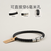 diy5MM多彩钢色转运珠日系二层牛皮手环复古手镯可穿生生大福手链