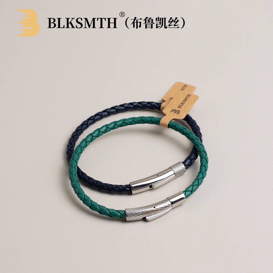 设计师高定手绳滚花真皮编织手工编织百搭nappa皮手镯手链简约图片