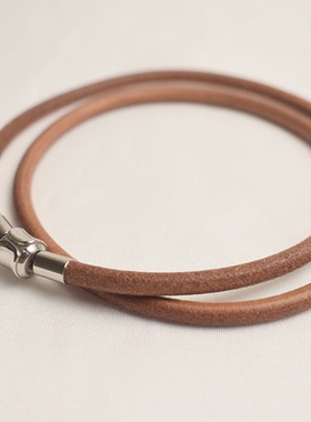 DIY意大利进口纳帕头层真皮帅气纯欲简约男士牛皮吊坠项链花瓣扣