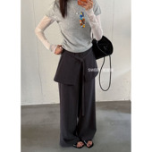 裤 设计感拼接一片式 气质百搭西装 女早春新款 屁帘假两件高腰休闲裤