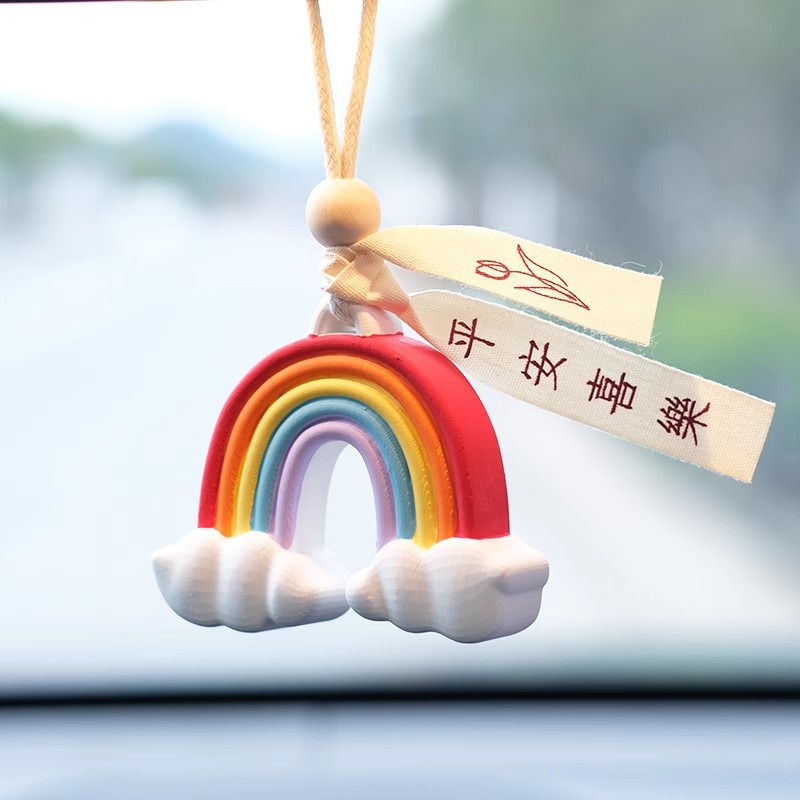 汽车香熏石膏挂件扩香石清新彩虹后视镜香水挂饰车载装饰用品