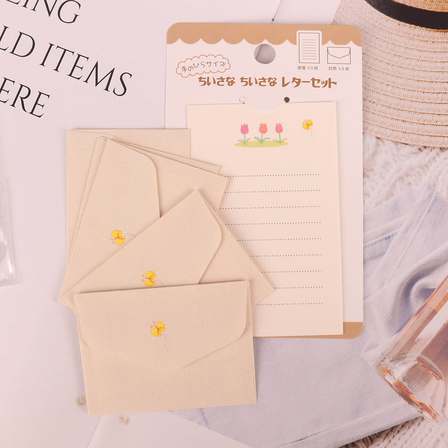 日本本土复古迷你信封信纸留言卡节日礼物复古西式便签高级感日式