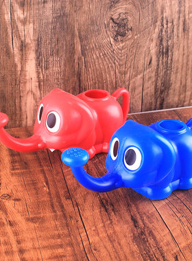 日本大创DAISO塑料大象洒水壶儿童洗澡玩具浇花淋水壶花洒红蓝色