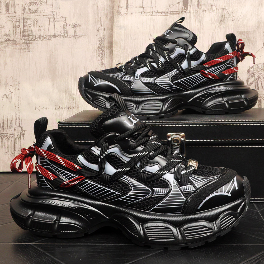 欧洲站时尚厚底增高老爹鞋设计小众款超火个性网面运动休闲男鞋子