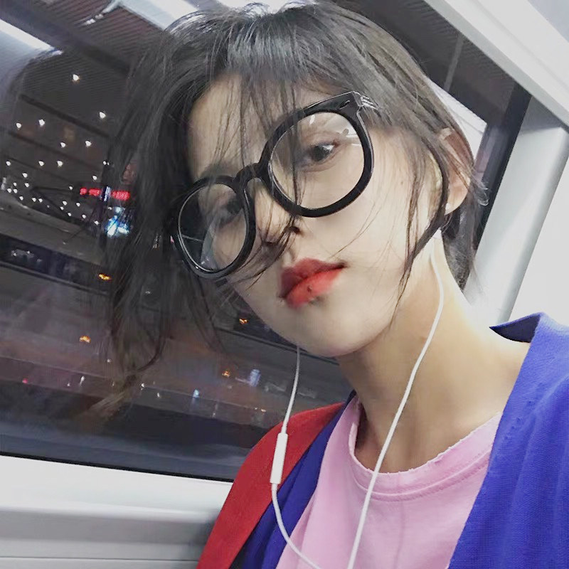 韩国黑框黑色粗框眼镜女个性复古文艺圆形平光近视镜男潮大脸镜框