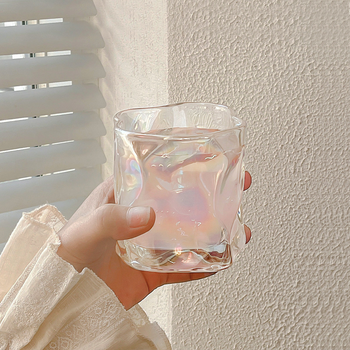 少女ins风不规则酒杯日式小众设计玻璃杯高级感水杯啤酒杯咖啡杯