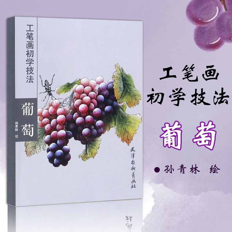 工笔画初学技法 葡萄 国画写意葡萄入门教程书籍葡萄画法步骤详解蔬果水墨画法作品赏析 孙青林编绘 天津杨柳青画社