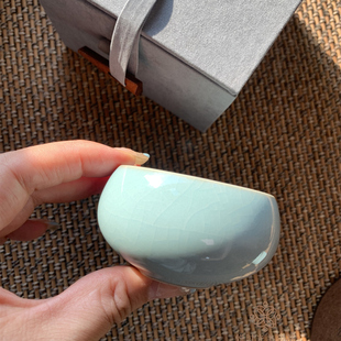 爱不释手的罗汉杯河南汝州汝瓷茶具朱家汝窑茶杯天青原矿主人杯