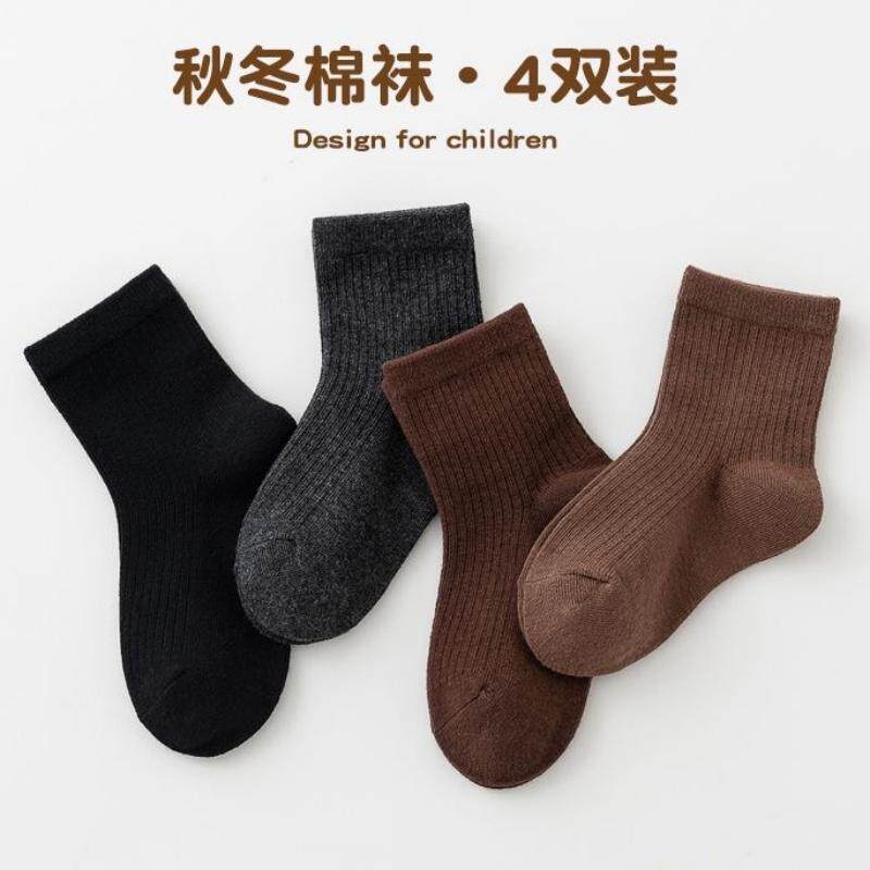 春秋季儿童棉袜纯色条纹耐脏百搭
