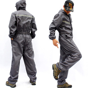 制服宽松加肥加大码 结实耐磨劳保工作裤 帅 裤 男休闲连体服连帽工装