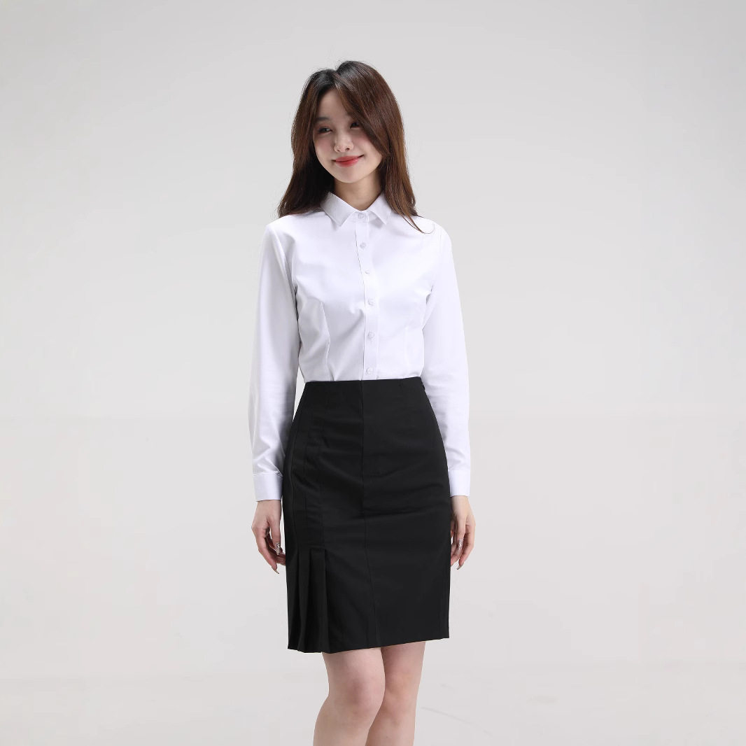 夏新款职业女装长袖女式衬衫女气质修身时尚竹纤维白衬衫女高级