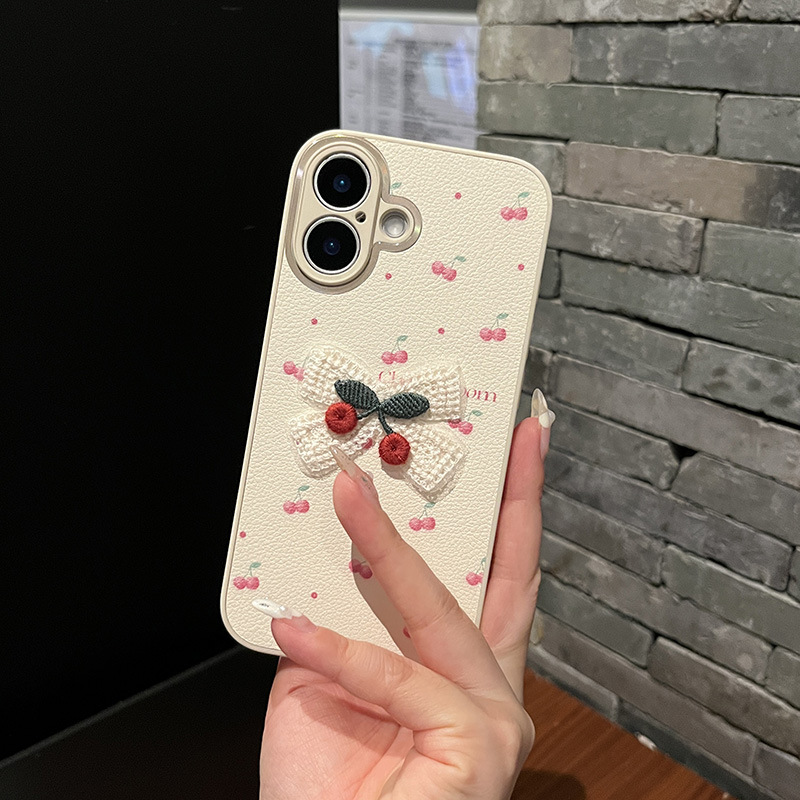 金属圈满屏樱桃适用苹果16手机壳iphone13PROMAX女14小清新13硬壳