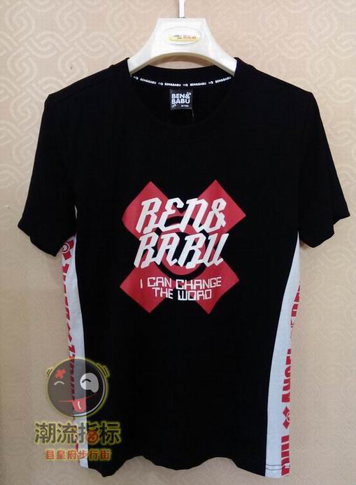 潮流指标BEN&BABU 黑/白色BEN图案印花数字T恤 /新款男女同款