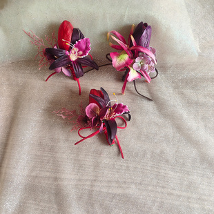 黑红色胸花仿真郁金香新娘伴娘婚礼手腕花会议商务典礼新郎伴襟花