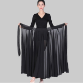 古典舞蹈服一片式 720度大摆半身裙练功服万疆舞蹈演出服系带舞裙