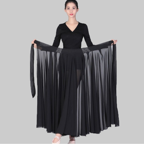 古典舞蹈服一片式720度大摆半身裙练功服万疆舞蹈演出服系带舞裙