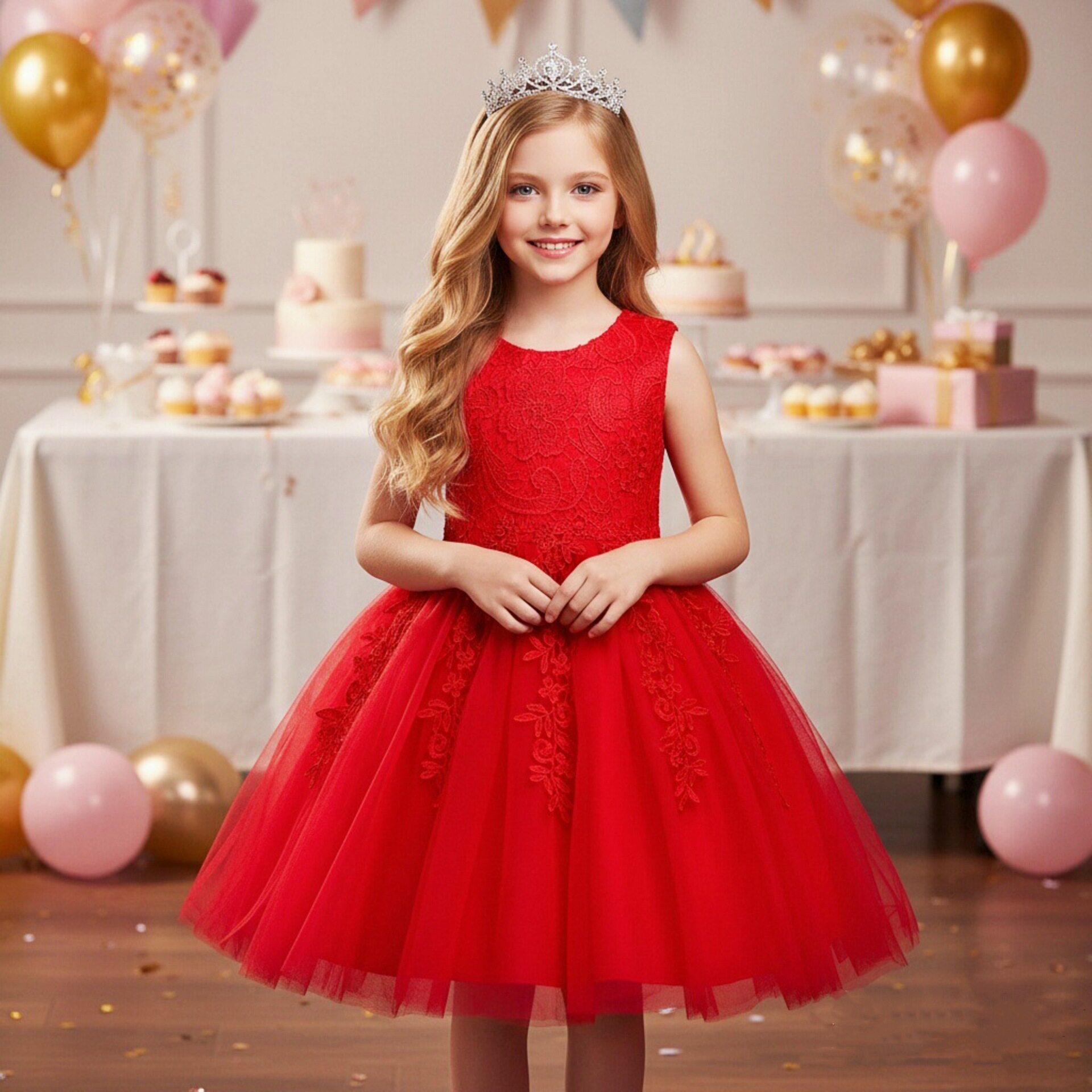 儿童礼服儿童演出服公主裙网纱裙蓬蓬裙无袖礼服婚礼花童生日聚会