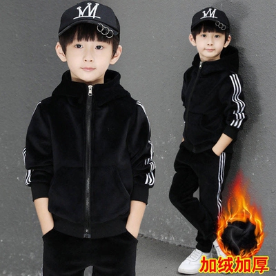 男童金丝绒双面加绒加厚两件套