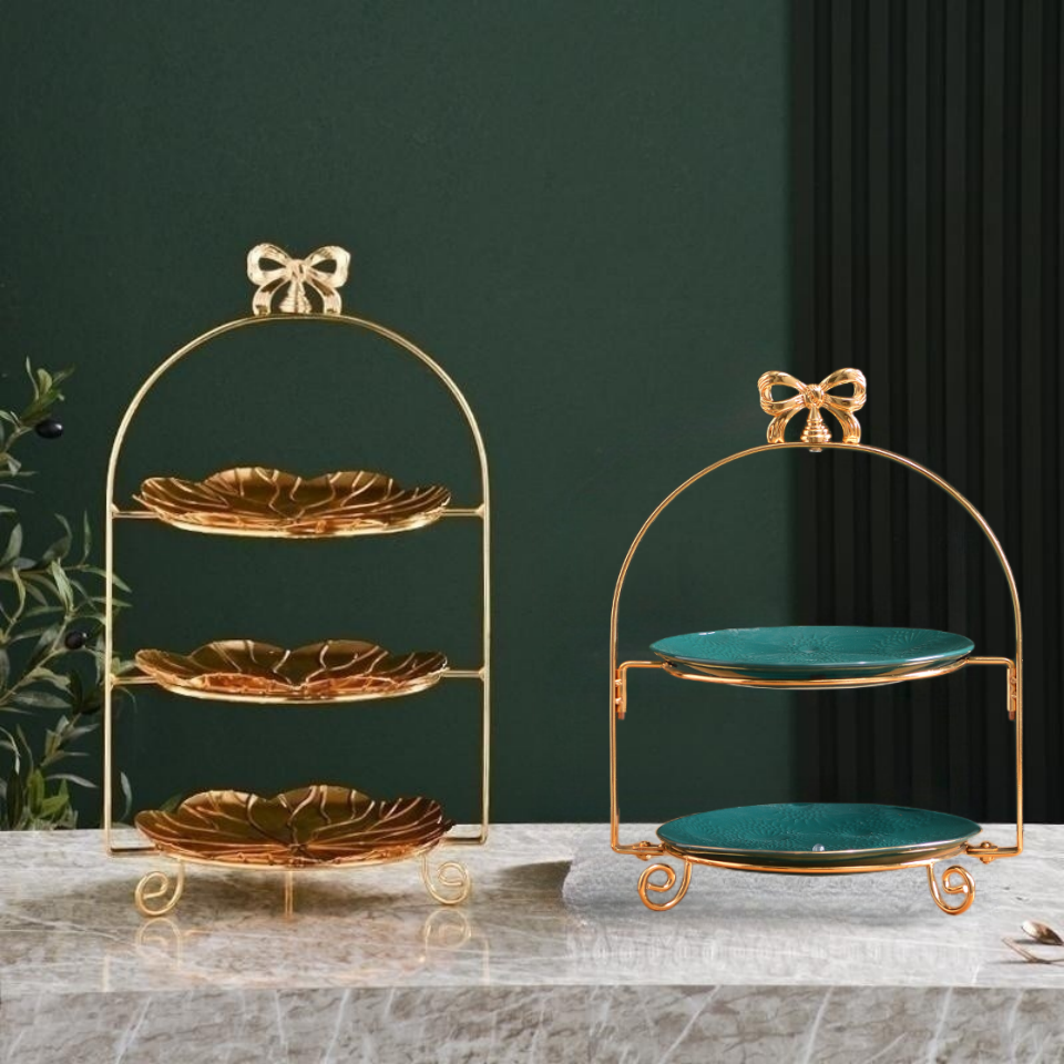 轻奢甜品台展示水果盘多层蛋糕摆台架零食糖果盘陶瓷坚果盘干果盘