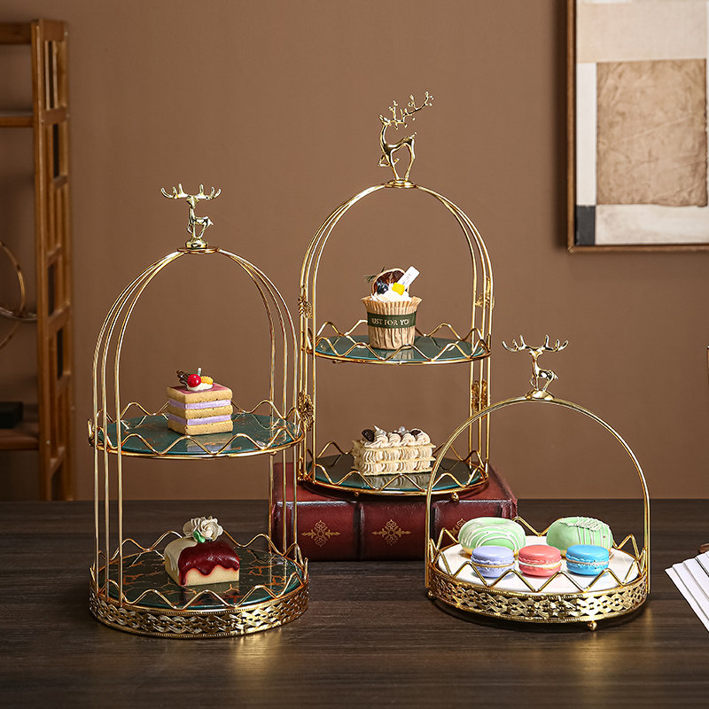 新款水果盘多层陶瓷果盘三层点心摆台蛋糕架甜品台摆件零食摆放盘