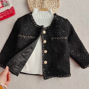 女童小香风外套秋冬加厚2025秋季新款洋气小女孩春秋上衣中大童潮