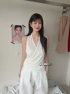 weme气质设计感针织挂脖背心上衣女夏季2026新款高级感轻奢无袖