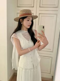 taotaofamily夏季 高级感飘带拼接背心高腰半身裙女两件套 2026新款