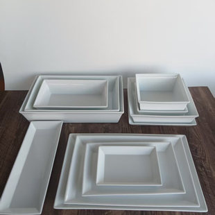 长方形陶瓷盘白色家用菜盘可微波炉烤盘糕点盘水果盘微瑕