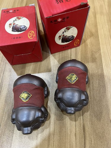 可爱呆萌紫砂非礼勿听猪茶宠茶玩陶瓷招财纳福小猪家居饰品小摆件