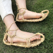 女红军复古天然国潮凉鞋 2023夏季 藤草 男士 手工编织稻草鞋 新款 草鞋