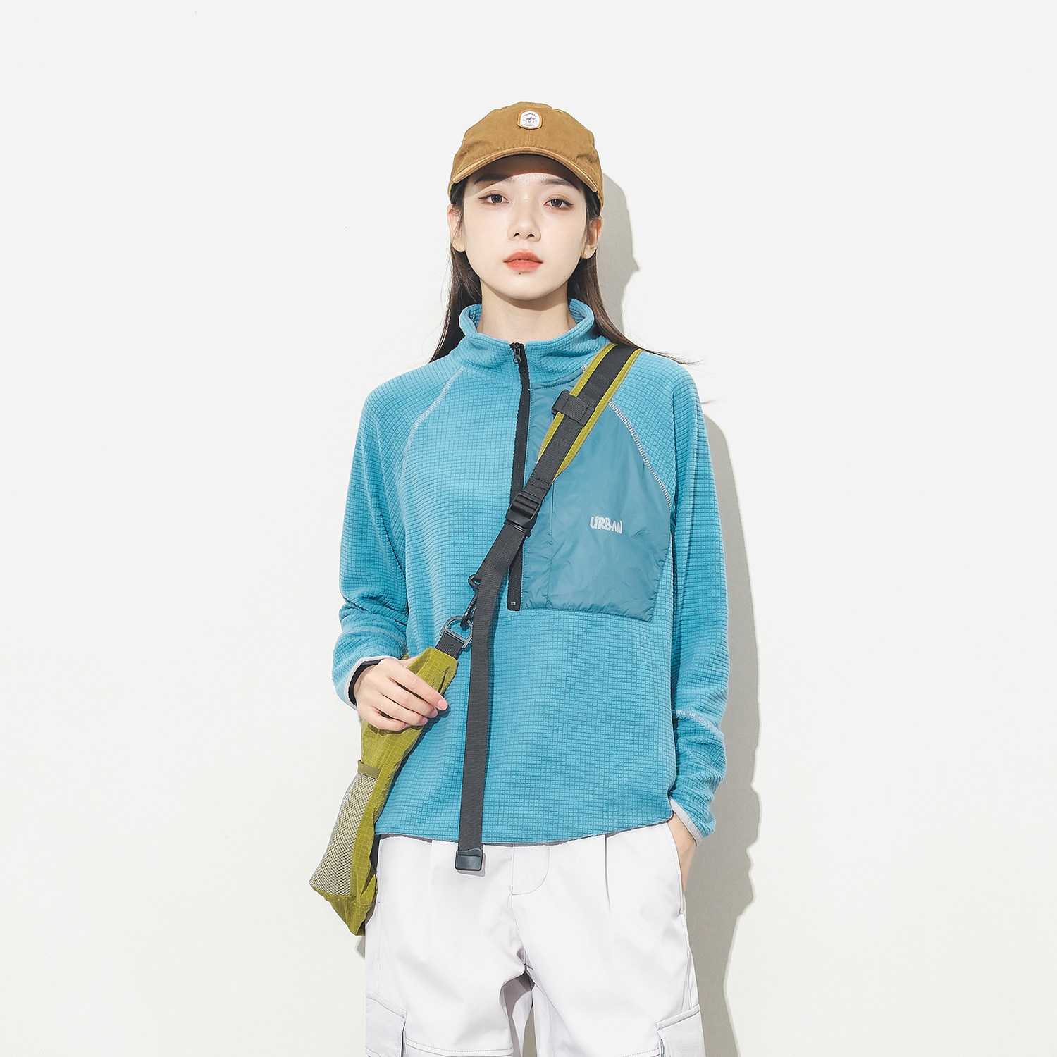 Epicsocotra秋冬户外华夫格半拉链抓绒套头卫衣徒步登山内胆男女