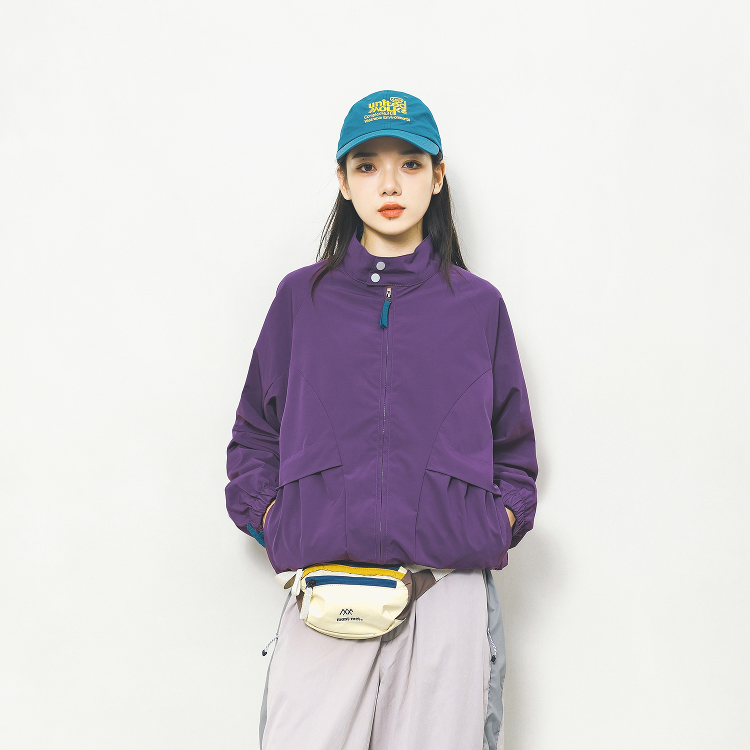 山系撞色复古立领哈灵顿夹克