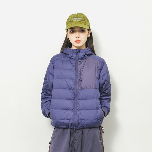 Epicsocotra户外山系轻薄90连帽排骨羽绒服男女运动登山羽绒外套
