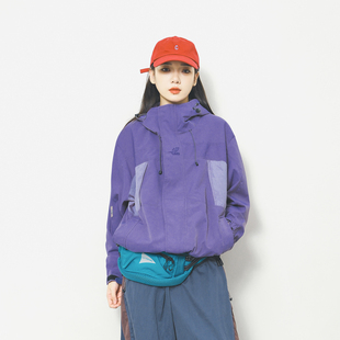 Epicsocotra山系户外拼色机能连帽冲锋外套男女宽松休闲夹克上衣