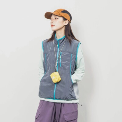 户外速干拼色立领马甲机能马夹