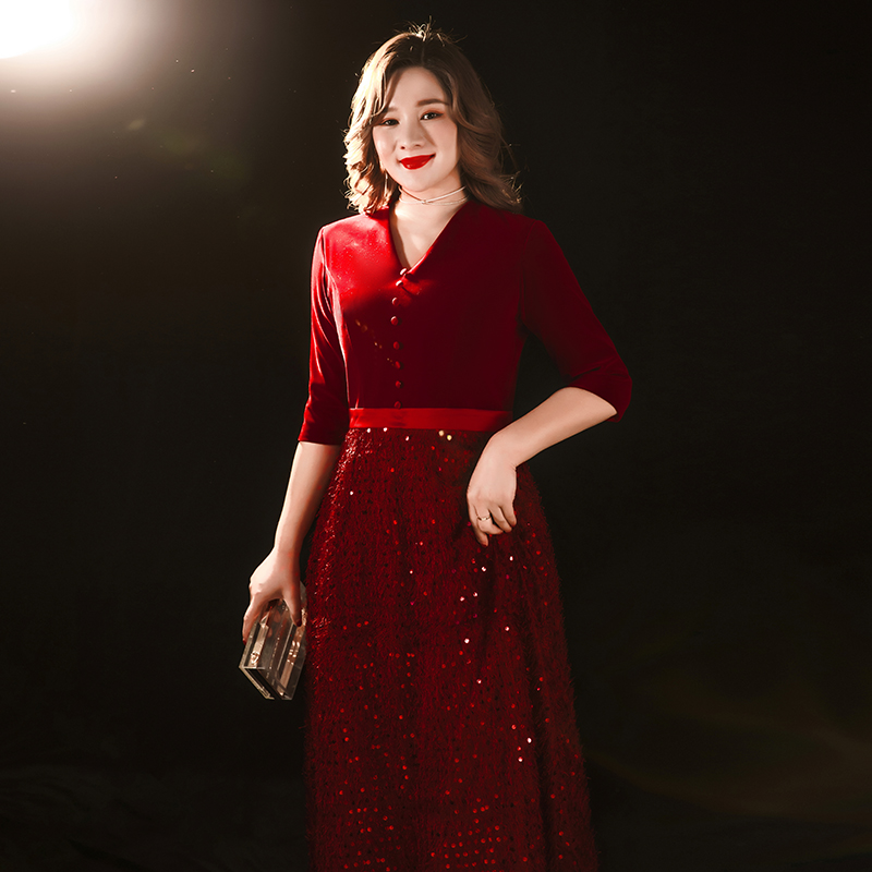 大码mm2021丝绒秋冬敬酒服新娘