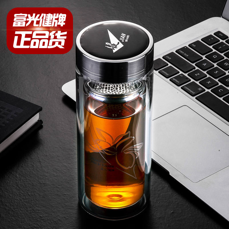 富光健牌3型大中号口杯双层玻璃杯泡茶杯办公水杯子正品280/320ml图片