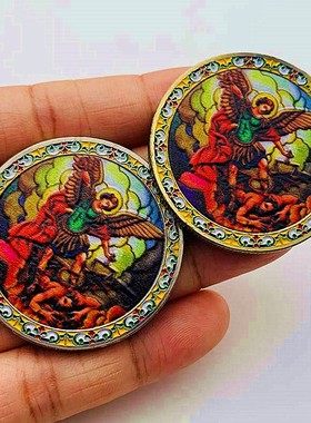 欧美青古铜彩绘守护神硬币工艺币